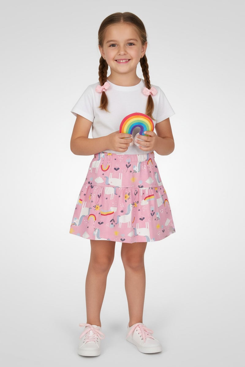 guppy Kids Girl Graphic Print Skirt, Multicolor - Image 1